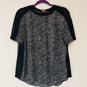 Lou & Grey Mesh Detail Print Blouse